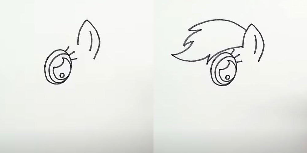 Как нарисовать радужную лошадку пони - шаг 2