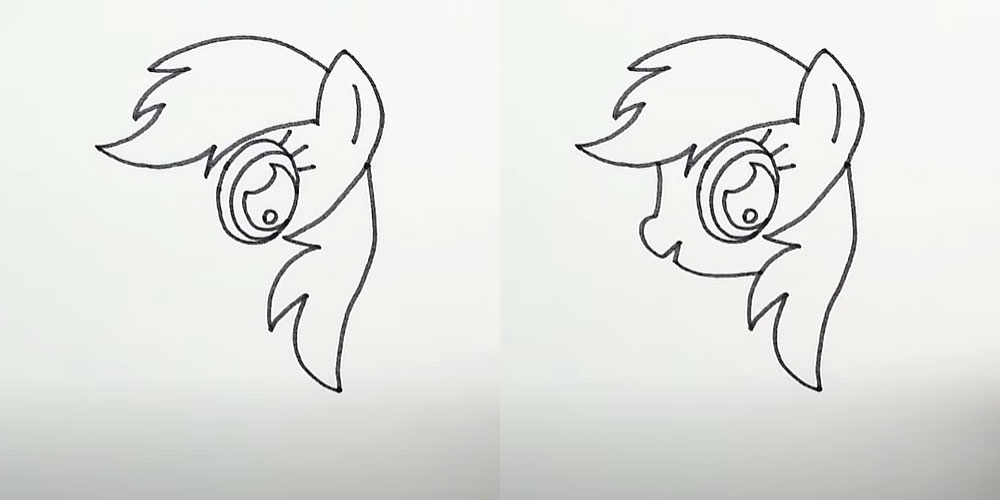 Как нарисовать радужную лошадку пони - шаг 3