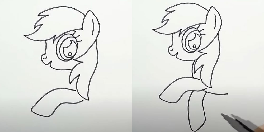 Как нарисовать радужную лошадку пони - шаг 4