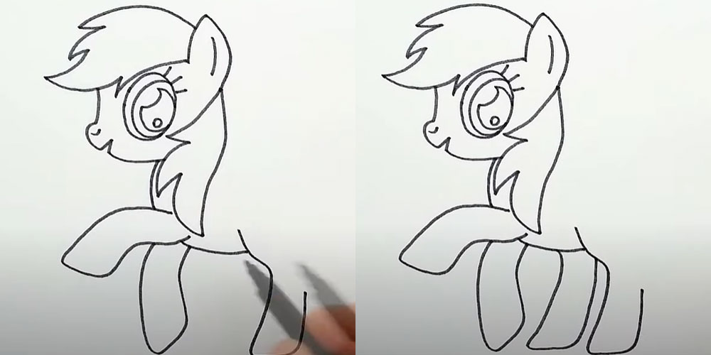 Как нарисовать радужную лошадку пони - шаг 5