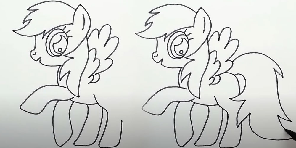 Как нарисовать радужную лошадку пони - шаг 6