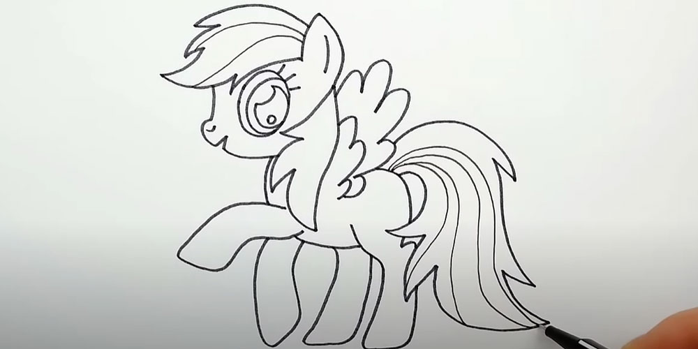 Как нарисовать радужную лошадку пони - шаг 7