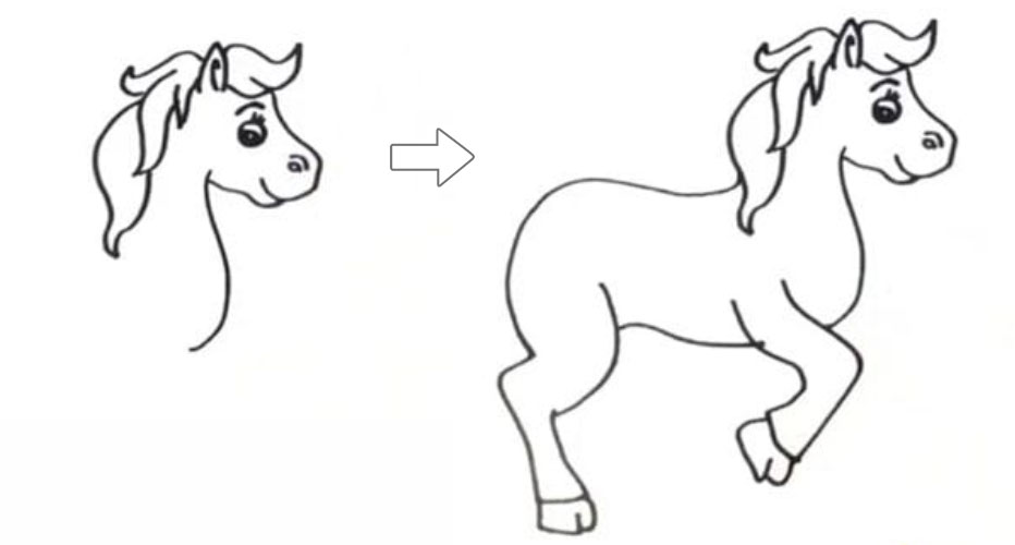 Простой рисунок лошади - шаг 2
