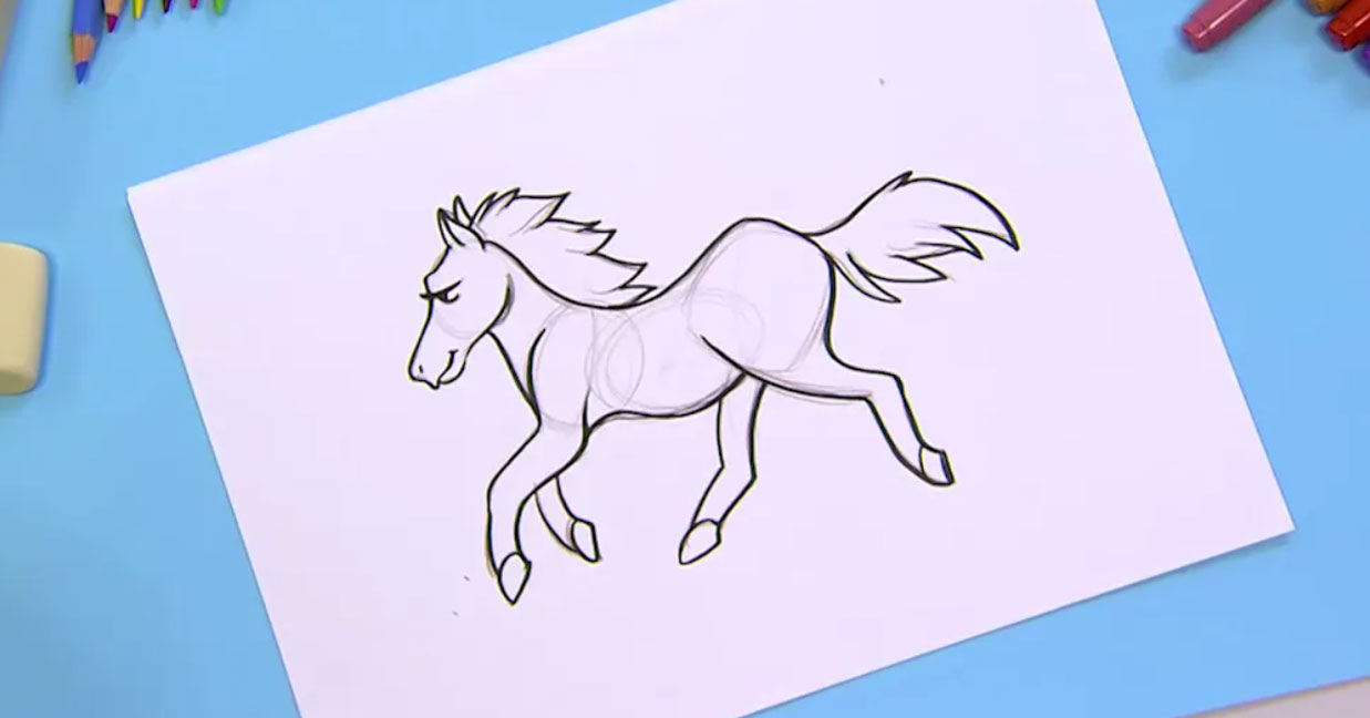 Рисунок лошади пошагово - шаг 2 (обводка)