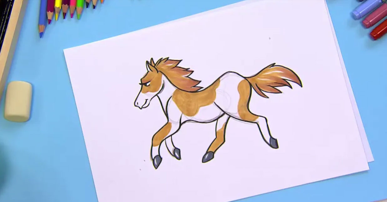 Рисунок лошади пошагово - шаг 3 (цвет)