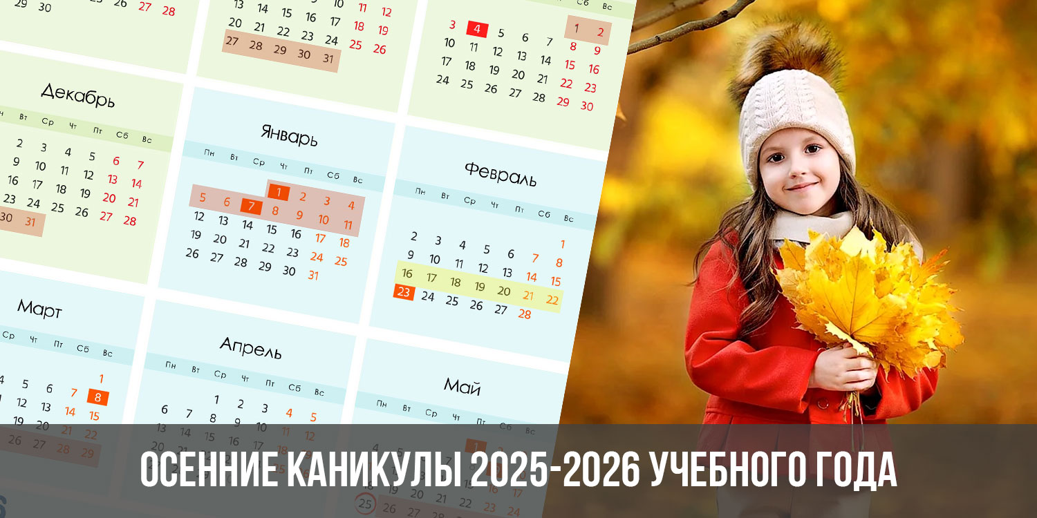 Осенние каникулы 2025-2026 года в школе: даты, когда будут проходить