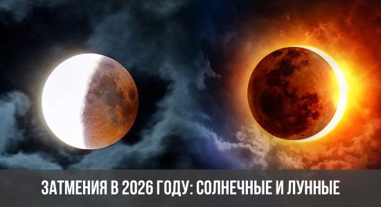 Затмения в 2026 году: солнечные и лунные