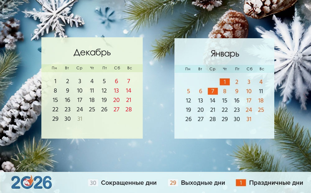 Новогодние праздники 2025-2026