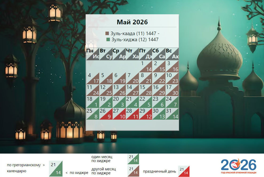 Мусульманский календарь на май 2026 года
