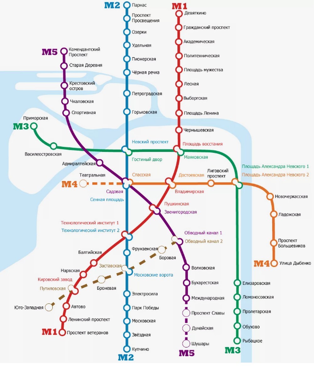 Схема метро в Санкт-Петербурге