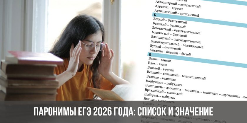 Паронимы ЕГЭ 2026 года: список и значение