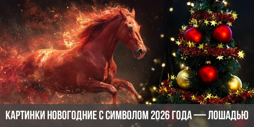 Картинки новогодние с символом 2026 года — лошадью